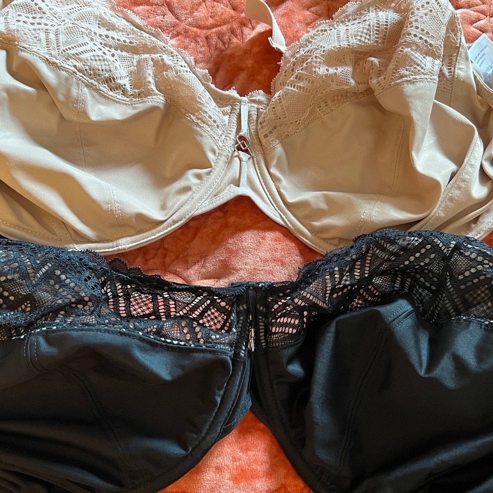 2 Count Elomi Lydia Underwire Bandless Bras  (Black and Sahara)